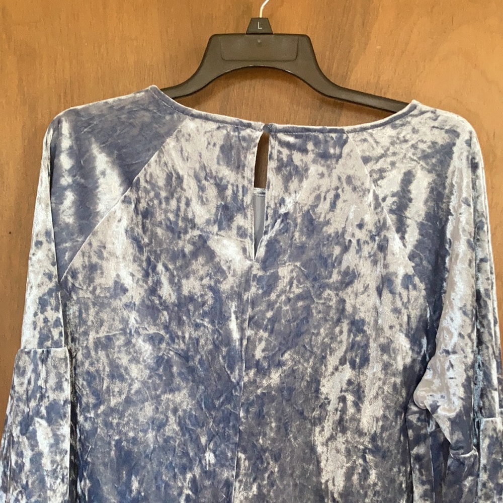 Relisted LC Lauren Conrad duller blue velvet volume sleeve top boho XL - Picture 15 of 17